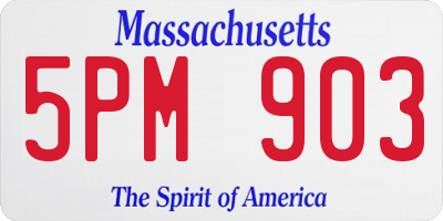 MA license plate 5PM903