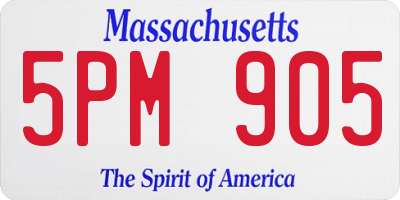 MA license plate 5PM905