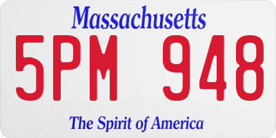 MA license plate 5PM948