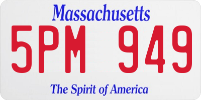 MA license plate 5PM949