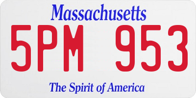 MA license plate 5PM953