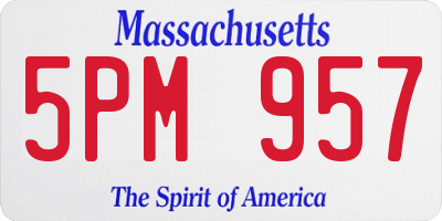 MA license plate 5PM957