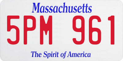 MA license plate 5PM961