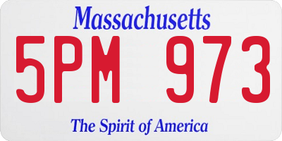 MA license plate 5PM973
