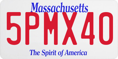 MA license plate 5PMX40