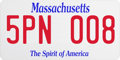 MA license plate 5PN008