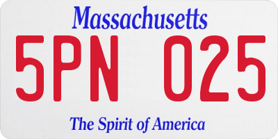 MA license plate 5PN025
