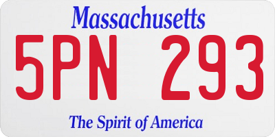 MA license plate 5PN293