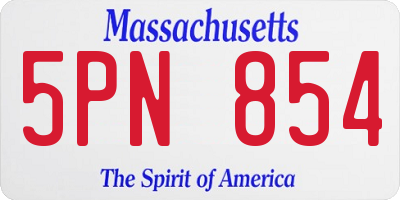 MA license plate 5PN854