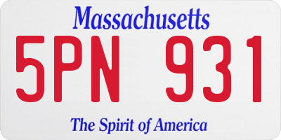 MA license plate 5PN931