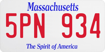 MA license plate 5PN934