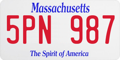 MA license plate 5PN987