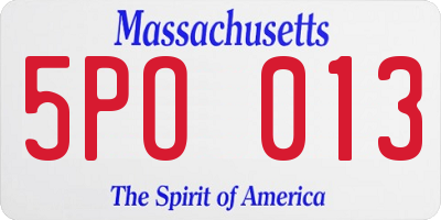 MA license plate 5PO013