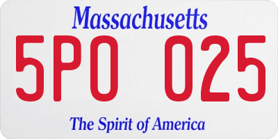MA license plate 5PO025
