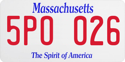MA license plate 5PO026