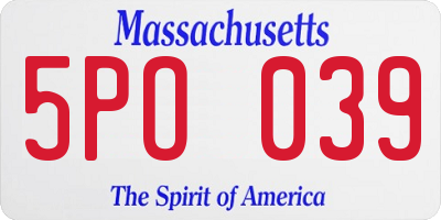 MA license plate 5PO039