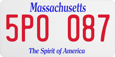 MA license plate 5PO087