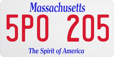 MA license plate 5PO205