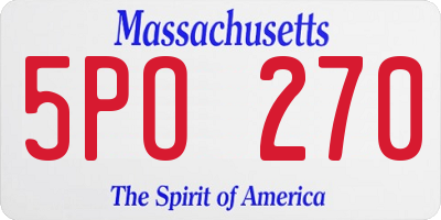 MA license plate 5PO270