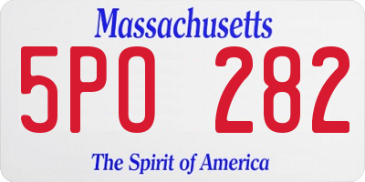MA license plate 5PO282