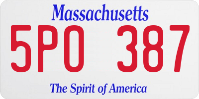 MA license plate 5PO387
