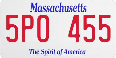 MA license plate 5PO455