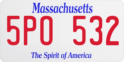 MA license plate 5PO532