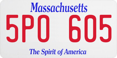 MA license plate 5PO605