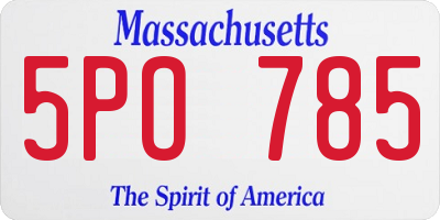 MA license plate 5PO785
