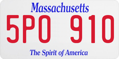MA license plate 5PO910