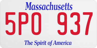 MA license plate 5PO937