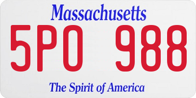MA license plate 5PO988