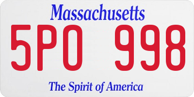 MA license plate 5PO998