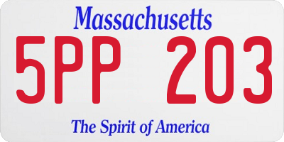 MA license plate 5PP203