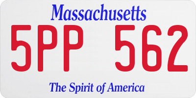 MA license plate 5PP562