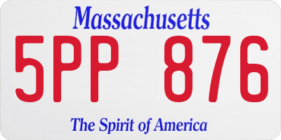 MA license plate 5PP876