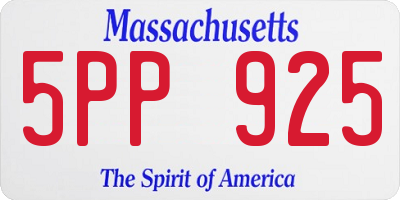 MA license plate 5PP925