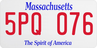 MA license plate 5PQ076