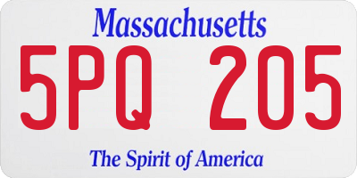 MA license plate 5PQ205