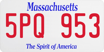 MA license plate 5PQ953