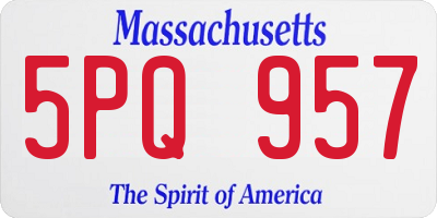 MA license plate 5PQ957