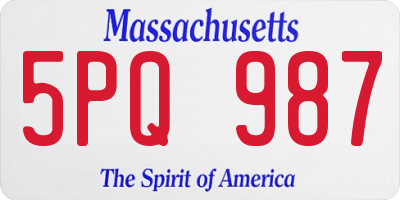 MA license plate 5PQ987