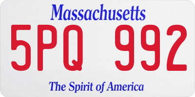 MA license plate 5PQ992