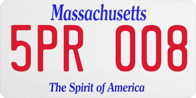 MA license plate 5PR008