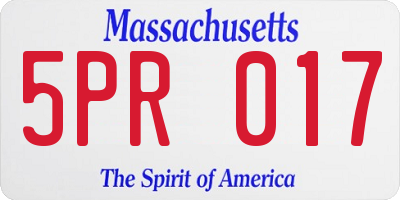 MA license plate 5PR017