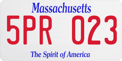MA license plate 5PR023