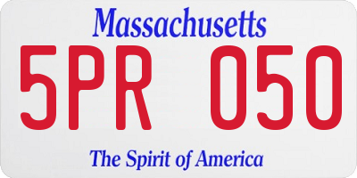 MA license plate 5PR050