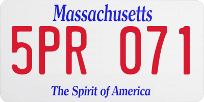 MA license plate 5PR071