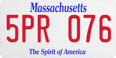 MA license plate 5PR076
