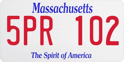 MA license plate 5PR102